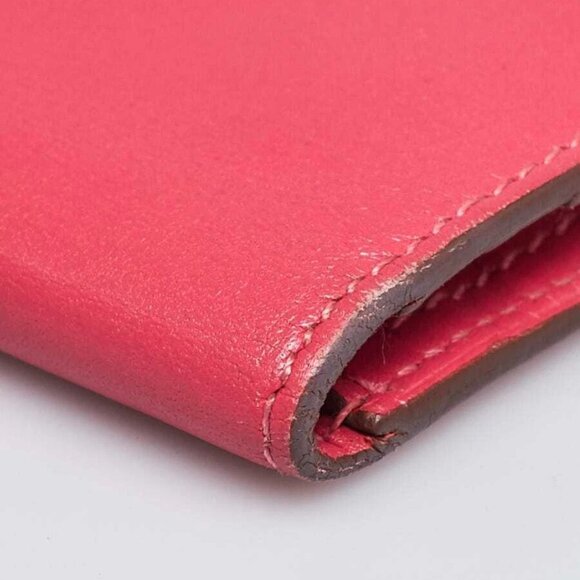 Hermes Rose Jaipur Epsom Leather Palladium Plated Bearn Wallet - Picture 4 of 9